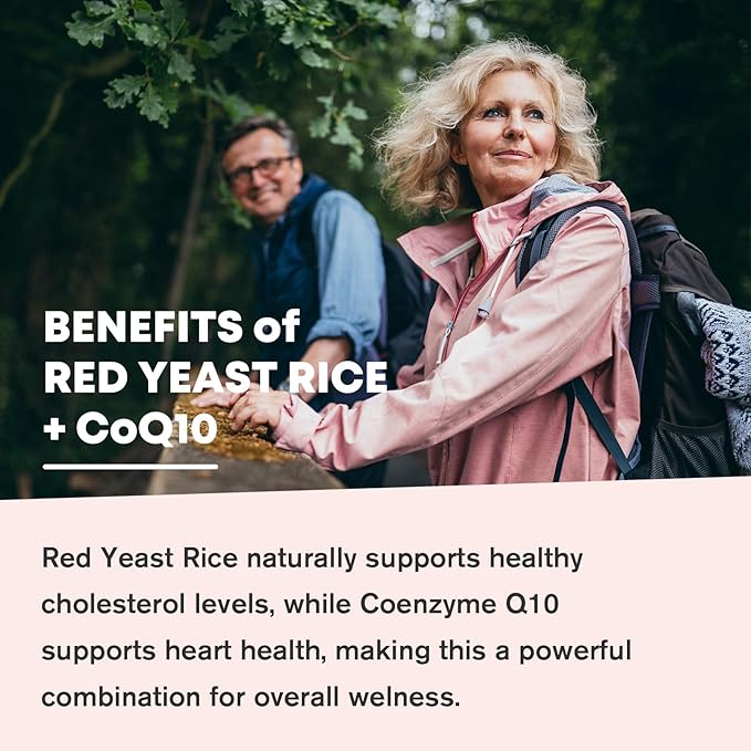 Red Yeast Rice with Coq10 Gummies, Red Yeast Rice 2400 mg with CoQ10 200 mg for Cholesterol Support, Heart Health Supplement, Sugar Free, Non-GMO, Vegan – 120 Counts