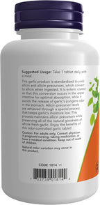 NOW Foods Supplements, Garlic 5,000 (Allium sativum), Enteric Coated, Odor Controlled, 90 Tablets