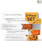 HMR Entrees Meals 5-Pack Variety | Low Calorie Premade Microwave Meals for Weight Loss | Ready to Eat Dinner | Includes Mac & Cheese, Penne Pasta, Turkey Chili, Cheese Basil, Beef Stroganoff