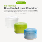 humangear GoTubb – Storage Containers for Snacks, Small Essentials and Travel Gear, Made from Food-Safe Materials, Clear/Green/Blue, Small (3-pack)