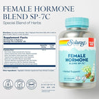 SOLARAY Female Hormone Blend SP-7C, Herbal Support Hormonal Balance for Women with Black Cohosh, Dong Quai, Wild Yam, and More, Vegan, Lab Verified, 60-Day Guarantee, 120 Servings, 240 VegCaps