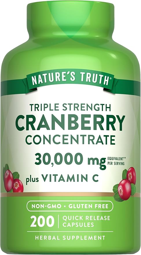 Nature's Truth Cranberry Concentrate Pills | Plus Vitamin C | 200 Quick Release Capsules | Non-GMO & Gluten Free Supplement