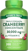 Nature's Truth Cranberry Concentrate Pills | Plus Vitamin C | 200 Quick Release Capsules | Non-GMO & Gluten Free Supplement