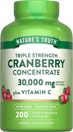 Nature's Truth Cranberry Concentrate Pills | Plus Vitamin C | 200 Quick Release Capsules | Non-GMO & Gluten Free Supplement