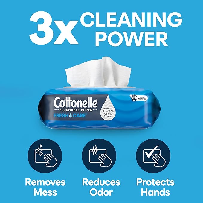 Cottonelle Fresh Feel Flushable Wet Wipes, Adult Wet Wipes, 16 Flip-Top Packs, 42 Wipes Per Pack (672 Total Wipes), Packaging May Vary