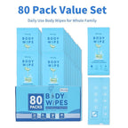 80 Pcs Body Wipes Individually Wrapped (9.29" x 8"), Large Shower Wipes for Adults Bathing No Rinse, Portable Personal Cleansing for Gym, Camping, Hiking, Backpacking,Bulk Homeless Supplies