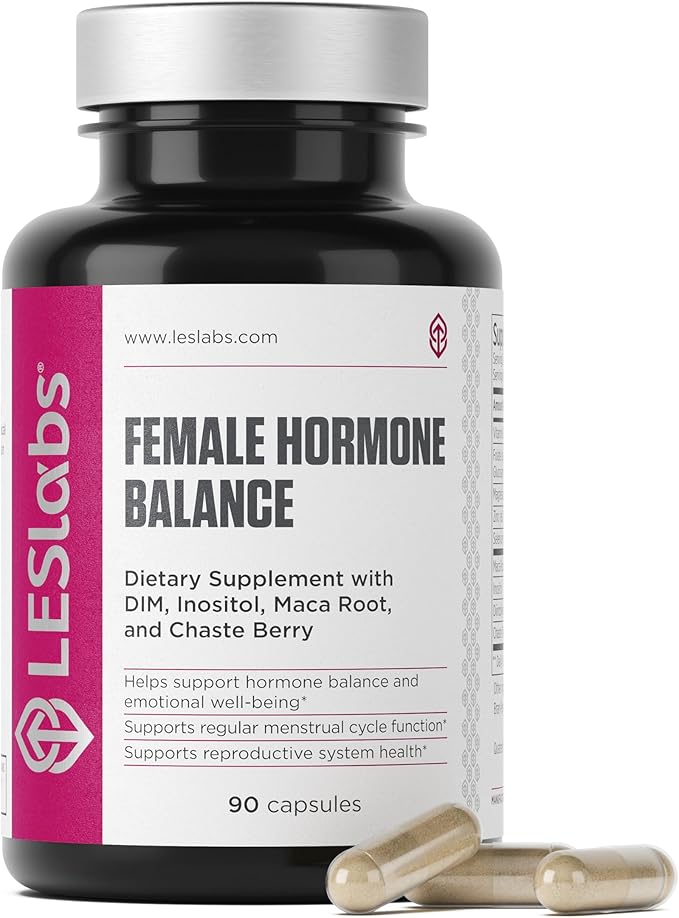 LES Labs Female Hormone Balance Supplement – Hormone Support for Women with Inositol, DIM, Vitex, Chaste Tree, Vitamin B6 & Folate – Menstrual Cycle & Fertility Support – 90 Capsules – Non-GMO