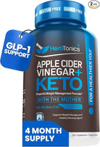 Herbtonics Apple Cider Vinegar + Keto BHB Capsules | GLP-1 Support for Appetite, Cravings & Weight Management | Metabolism Support with Satiety Support | 240 Capsules - 4 Month Supply