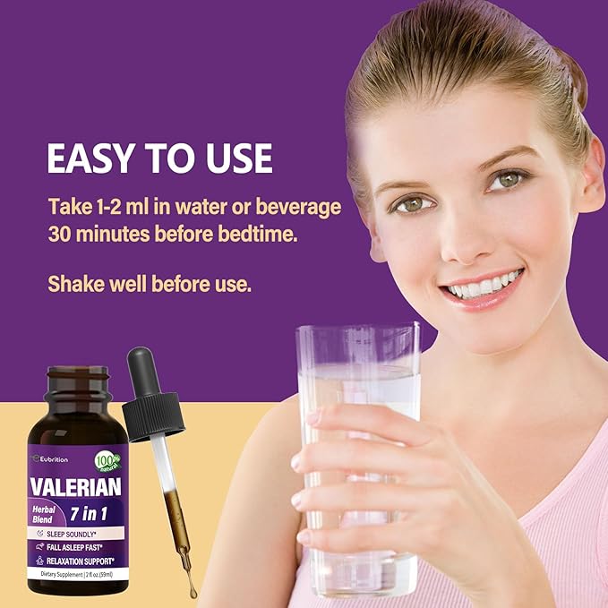 Valerian Root Sleep Support Drops, Natural Herbal Supplement Tincture with Passion Flower and Chamomile Extract for Better Sleep & Relaxation. 2oz
