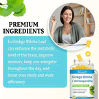 240MG Ginkgo Biloba Gummies | 60 Gummies | Improve Mood and Focus, Brain Health| Pineapple Flavor | Vegan, Non-GMO, Gluten Free Supplement