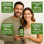 Sakoon nutrition Oil of Oregano Gummies – Immune Support with Oregano Oil 300mg, Black Cumin Seed, Elderberry, Echinacea – Antioxidants & Respiratory Health – Vegan, Non-GMO, Tasty Herbal Supplement