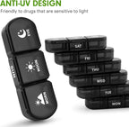 Pill Organizer 3 Times a Day, Fullicon Large Weekly Pill Case 7 Day, Daily Pill Box with 21 Compartments, Pill Dispenser Supplement Holder for Pills/Vitamin/Fish Oil - Black