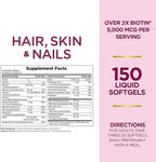 Nature's Bounty Advanced Hair, Skin & Nails, Argan-Infused Vitamin Supplement with Biotin and Hyaluronic Acid, 150 Rapid Release Softgels (Pack of 2)