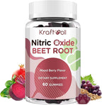 Beet Root Gummies 6000mg – Nitric Oxide Booster with Grape Seed, Pomegranate, Vitamins C & B12 – Nitric Oxide Supplements for Men – Mixed Berry Flavor – 60 Gummies