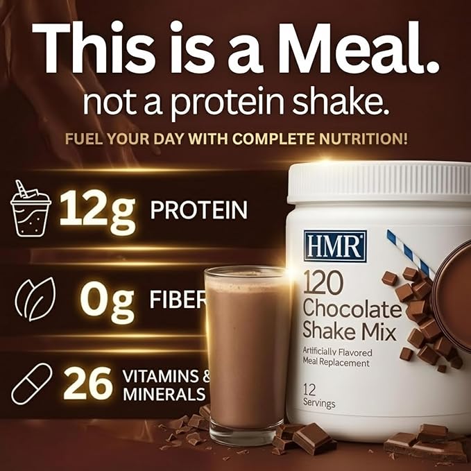 HMR 120 Chocolate Shake Meal Replacement Powder | Chocolate Shake Mix to Support Healthy Weight Loss | 12g of Protein | Nutritional Drink | Low Calorie Food | 12 Servings