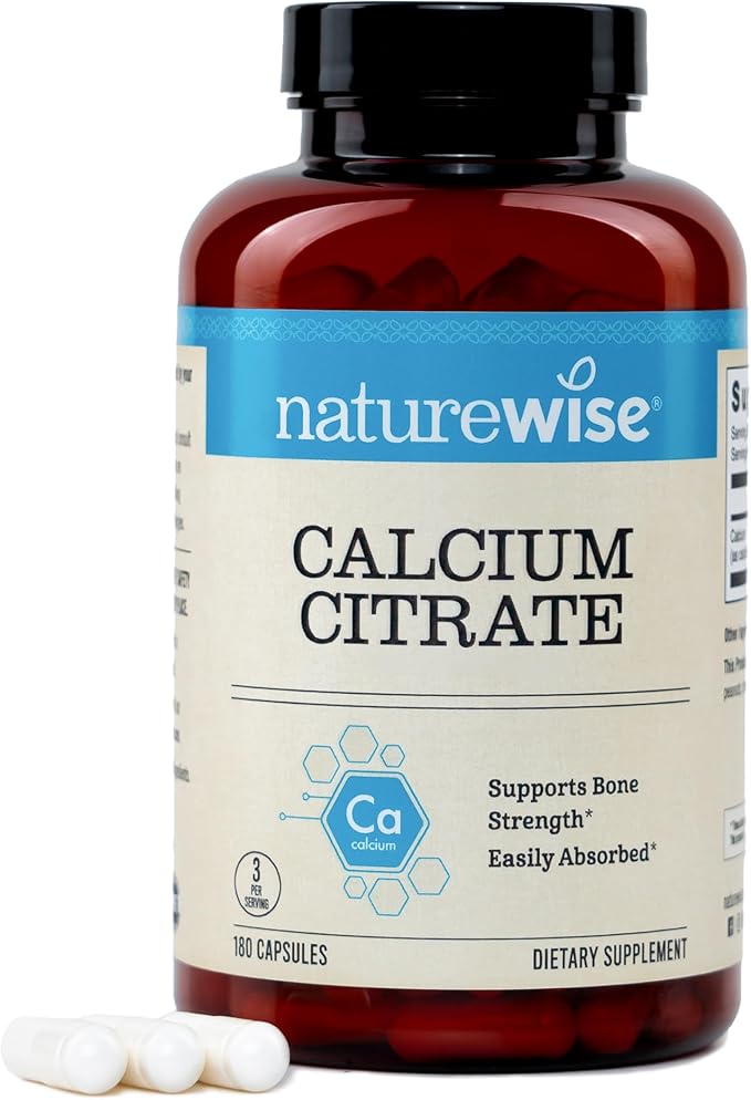 NatureWise Calcium Citrate 500mg Capsules - Supplement for Bone Health - Easy to Digest & Absorb - Vegan, Non-GMO, Gluten-Free - 180 Count[60-Day Supply]