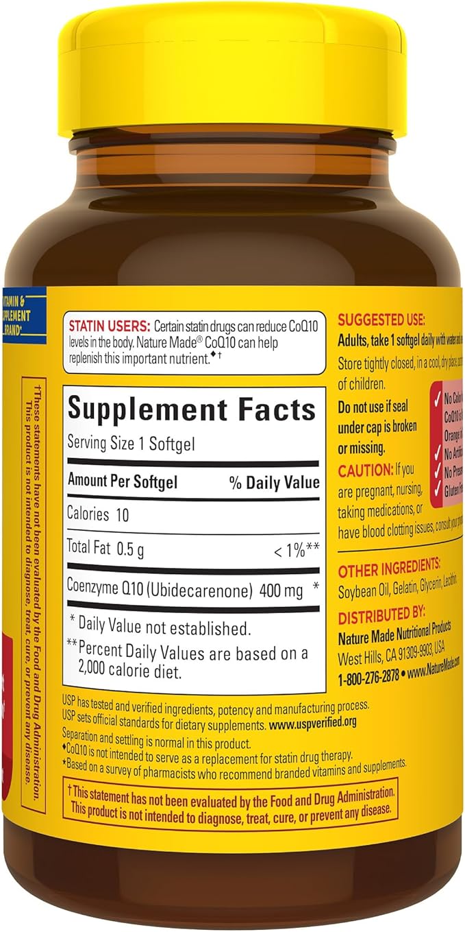Nature Made CoQ10 400mg Softgels,Dietary Supplement for Heart Health Support,40 Day Supply,40 Count (Pack of 2)