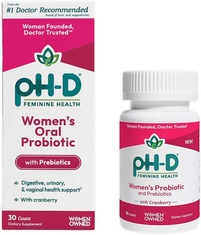 pH-D Feminine Health Support - Women's Health Probiotic with Prebiotic Blend, Cranberry Fruit Extract - Oral Supplement - 30 Count