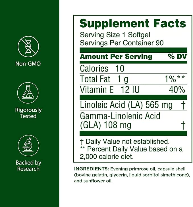 Efamol Pure Evening Primrose Oil - Natural Skin Supplement - Aids with Skin Firmness, Hydration, Wrinkles & Smoothness - with Omega-6 GLA - 90 Softgels
