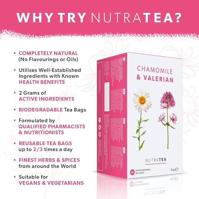 NutraTea - Chamomile & Valerian Bedtime Tea - 60 Tea Bags