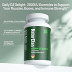 Vitamin D3 Gummies - 120 Gummies, 2000 IU Vitamin D3 per Gummy, Sugar Free, Boost Bones, Mood & Immune System Function, Third Party Tested, Yummy Peach Flavor, Vegan & Gluten Free, 120 Servings