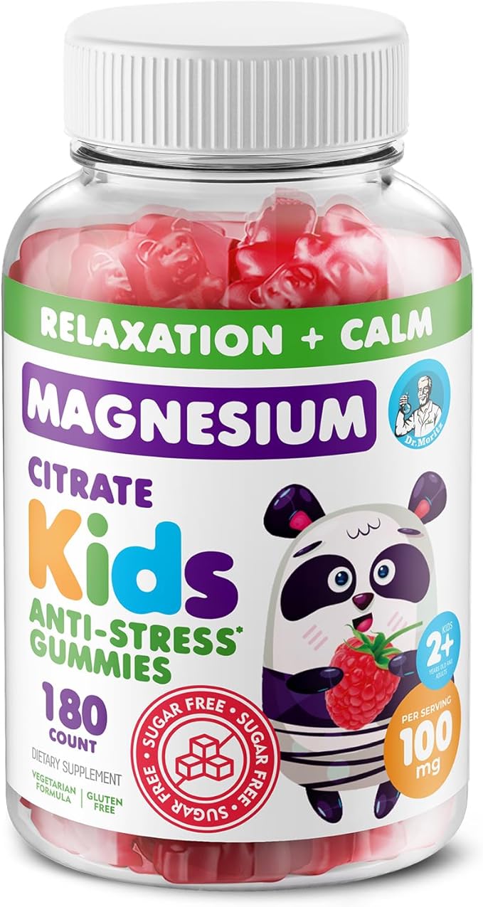 DR. MORITZ Sugar-Free Calm Magnesium Gummies for Kids and Adults - Non-GMO Magnesium Citrate Gummies - Raspberry Flavor - 1-Pack (180 Count)