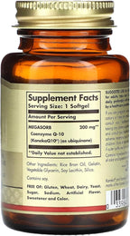 Solgar Megasorb CoQ-10 200 mg, 60 Softgels - Supports Heart & Brain Function - Coenzyme Q10 Supplement - Enhanced Absorption - Gluten Free, Dairy Free - 60 Servings