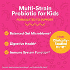 SmartyPants Kids Probiotic Gummies for Digestive Health: 2 Billion CFU Gut Health and Immune Support Supplement, Clinically Studied Probiotic, Gluten Free, Grape, 30 Count (30 Day Supply)