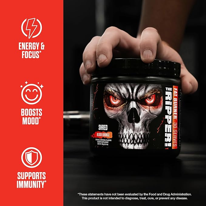 JNX SPORTS The Ripper! Fat Burner Pre Workout for Men & Women – Thermogenic Fat Burning Powder & Appetite Suppressant, Boost Energy & Endurance – Dark Grape, 30 Servings