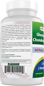 Best Naturals Glucosamine Chondroitin and MSM (Non-GMO) - Promotes Joint Health - 180 Count