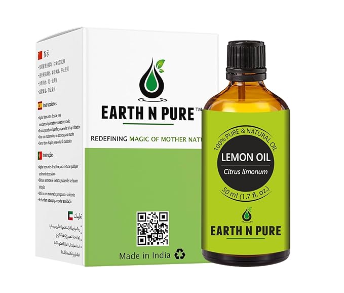 Earth N Pure Lemon Essential Oil for Revitalizing Care for Face, Scalp & Skin | 50 ML