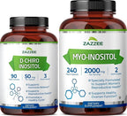 Zazzee 40:1 Ratio Myo and D-Chiro Inositol Supplement for Women | D-Chiro and Myo Inositol Capsules for Cycle Regulation Ovarian Support & Overall Hormone Balance for Women - Vegan & ISO Lab Tested