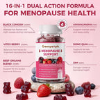 GREENPEOPLE Menopause Supplements for Women Gummies - 16-in-1 Dual Action Menopause Relief W/Black Cohosh, Vitex, Beef Organs for Hormone Balance, Hot Flashes, Night Sweats & Mood, Sugar-Free 60 CT