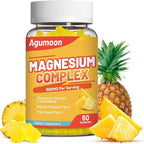 Magnesium Complex Gummies 800mg with Zinc & Vitamins B6, B12, C, D3, 60 Pineapple Gummies, High Absorption Glycinate, Citrate, Malate, Non-GMO, Gluten-Free