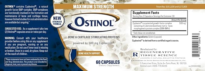 ZYCAL Ostinol Maximum Strength 500 mg (New and Improved Ostinol 450 mg) - Bone & Joint Supplement for Intense Bone Loss and Joint Dysfunction - 60 Capsules