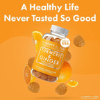 Turmeric & Ginger Gummies – Joint & Mobility Support – Natural Antioxidant Blend – Vegan, Non-GMO, Gelatin-Free, Pectin-Based – Made in USA – 90 Count – Herbal Wellness Gummy
