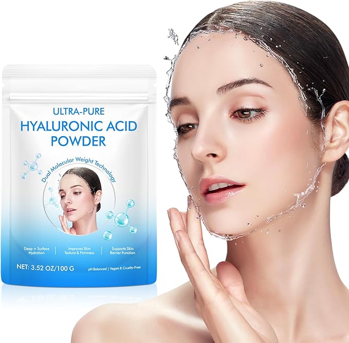 Hyaluronic Acid Powder for Skin (3.52 oz) - 100% Pure Hyaluronic Acid Powder, DIY Organic Hydrating Serum & Anti-Aging Ingredient, 1 Scoop = 1 Bottle of Essence