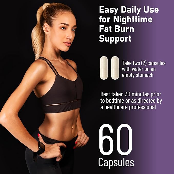 Night Time Fat Burner for Weight Loss - Metabolism Booster Nighttime Belly Fat Burn & Natural Appetite Suppressant Supplement for Men Women - Relaxation Weight Control Support Pills