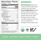 Sprout Living Epic Protein, Plant Based Protein & Superfoods Powder, Green Kingdom | 20 Grams Organic Protein Powder, Greens, Vegan, Non Dairy, Non-GMO, Gluten Free, Low Sugar (1 Pound, 12 Servings)