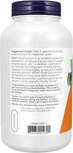 NOW Foods Supplements, Coral Calcium 1,000 mg, Bone Health*, Healthy pH Balance*, 250 Veg Capsules