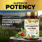 Built by Nature Ashwagandha 2100mg Extra Strength Stress Relief & Mood Support with Black Pepper Extract for Max Absorption - Non-GMO, Vegan, Gluten-Free - 60 Capsules