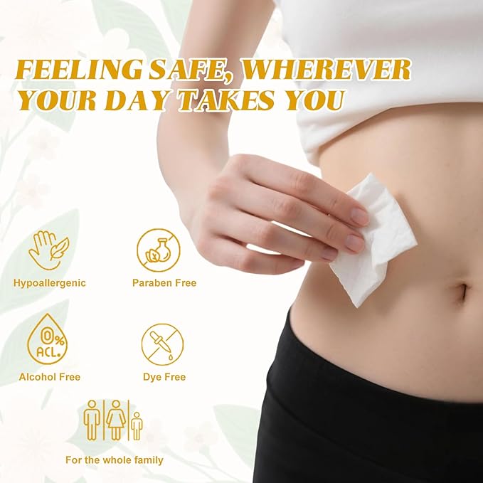 Feminine Wipes Individually Wrapped, Flushable Wipes Travel,Feminine Care Vaginal Wipes for Adult,Women, Girl and Homeless (Pack of 50,Chamomile)