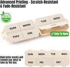 7 Day Compact Pill Organizer, Foldable Portable Travel Pill Box with Double Protection, Daily Small Pill Case Dispenser for Medication, Vitamins, Supplements (Khaki)