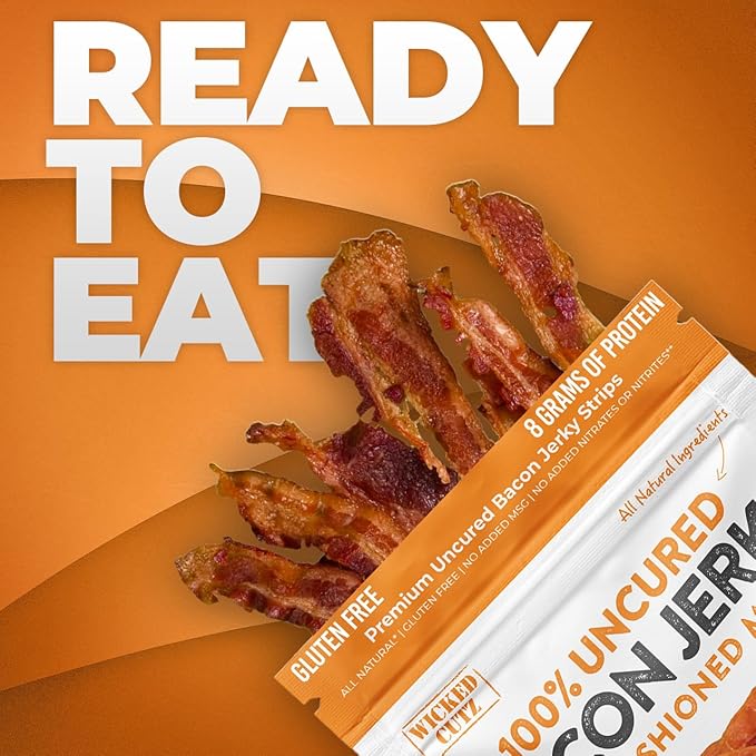 Old Fashioned Maple Bacon Jerky, Candied Jerky with 16g Protein Per Bag, Tender & Easy to Chew Fully Cooked Bacon, USA Made High Protein Carnivore Snacks (2 Bags)