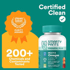 SmartyPants Prenatal Multivitamin Gummies with Omega 3 DHA/EPA, Methylfolate, Biotin, Vitamins D3, C, B12, B6, A, K, and Zinc, Gluten Free, Clean Label, Two Fruit Flavors, 90 Gummies (30 Day Supply)