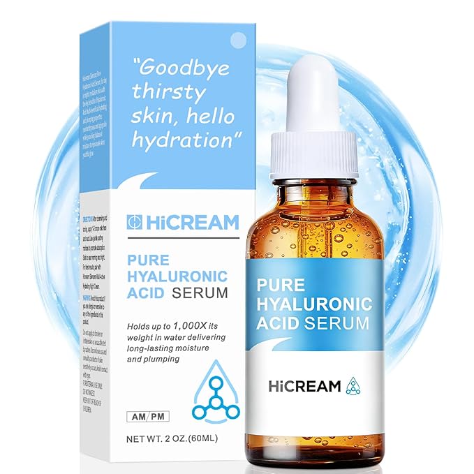 Hyaluronic Acid Serum for Face, Brightening Serum - Even Skin Tone&100% Pure Anti Aging, Intense Hydrating Moisturizer, Non-Greasy, Paraben-Free, Water-Based Skincare for All Skin Types (2 Oz)