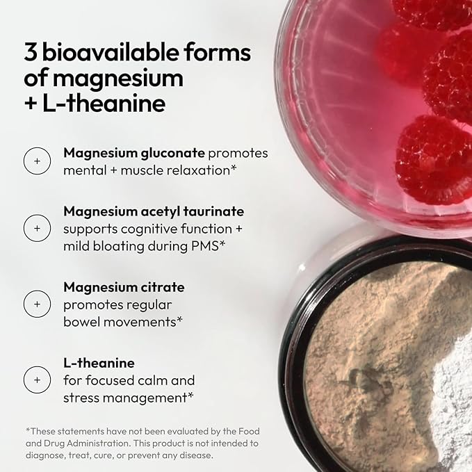 Moon Juice Magnesi-Om Magnesium Powder Supplement - Chelated Magnesium Complex + L-Theanine Blend for Rest, Relaxation & Regularity - Vegan, Non-GMO & No Sugar, Berry Sticks, 0.14 oz, 18 Servings