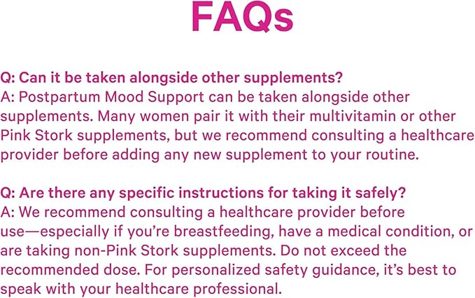 Pink Stork Postpartum Mood Support - Postnatal Hormone Balance for Women - Breastfeeding Friendly New Mom Essentials - Ashwagandha, Chamomile, & Vitamin D - Stress & Mood, 60 Capsules