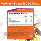 Now CoQ10 Co-Enzyme Q10 600 mg - 60 Softgels