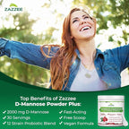 Zazzee D-Mannose Powder Plus, 2000 mg, 30 Servings, Plus 5 Billion CFU Probiotics and Pure Cranberry Juice Extract, Certified Kosher, Free Scoop, 2.98 oz, Urinary Tract Support, Non-GMO, All-Natural